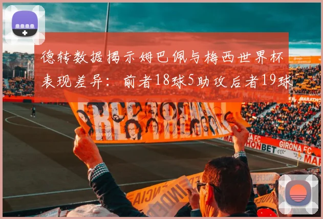 德转数据揭示姆巴佩与梅西世界杯表现差异：前者18球5助攻后者19球8助攻